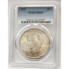 UNITED STATES OF AMERICA 1923 . ONE 1 DOLLAR COIN . PCGS SLABBED